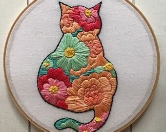 Cat embroidery | Etsy