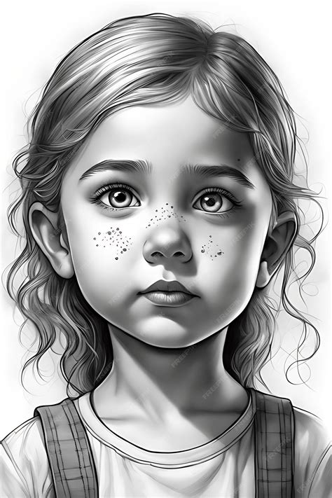 Premium AI Image | Emotive Child's Face Coloring Page Printable Pencil Sketch Draft