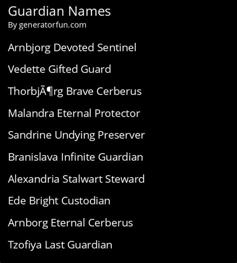 Guardian Name Generator - Generate a Guardian Name