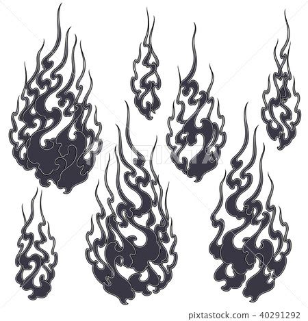 Japanese style flame illustration, - Stock Illustration [40291292] - PIXTA