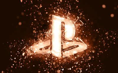 Download wallpapers PlayStation brown logo, 4k, brown neon lights ...