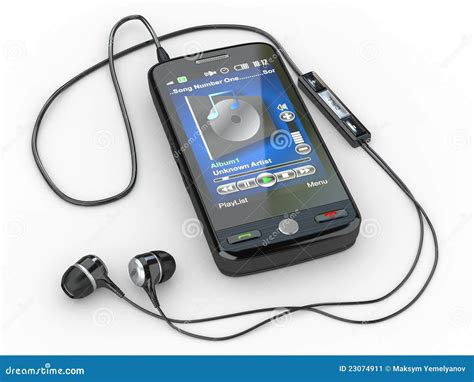 Mobile Phone With Headphones. 3d Stock Image - Image: 23074911