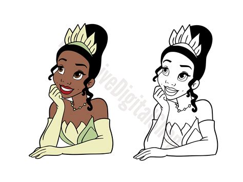 Princess Tiana SVG Princess Tiana Outlined SVG Cut File - Etsy