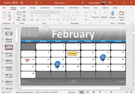 Animated interactive calendar PowerPoint template - FPPT