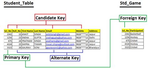 Concept of KEYS in Data Base (Primary, Candidate, Alternate and Foreign ...