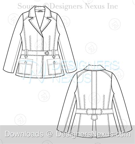 Fashion Sketches Outerwear: Coat/Jacket Template 049 - download