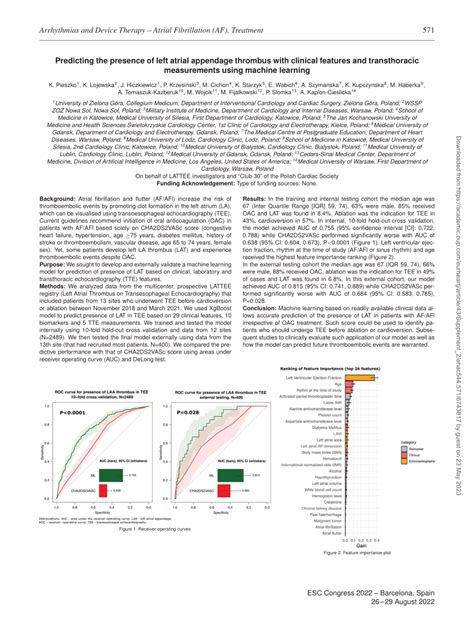 (PDF) Predicting the presence of left atrial appendage thrombus with ...