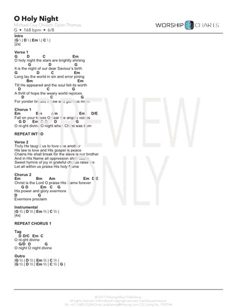 O Holy Night Lead Sheet, Lyrics, & Chords | Hillsong Worship ...