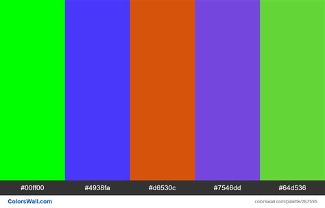 Logo colors palette #00ff00, #4938fa, #d6530c - ColorsWall