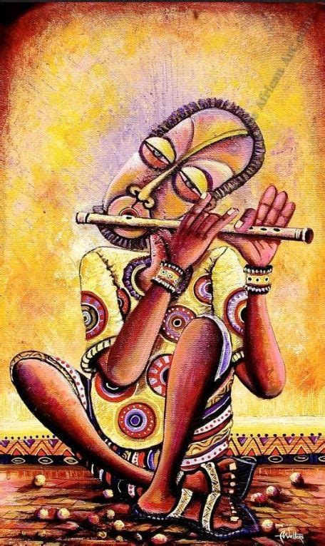 The Flutist VIII | African paintings, Africa art design, African art