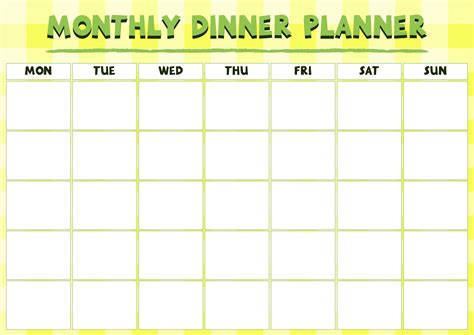 Free Monthly Meal Planner Template