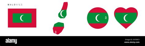 Maldives flag icon set. Maldivian pennant in official colors and ...