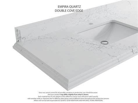 Empira White Quartz 42 in. W x 22 in. D Center Sink Bathroom Vanity Countertop with 1.5″ Double ...