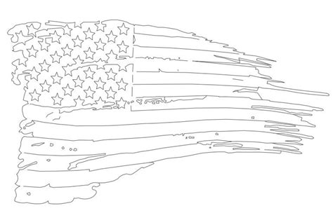 Tattered American Flag Dxf Cnc Plasmas Laser Cuttable Stencil Vector Clip Art Cut Pattern Vinyl ...