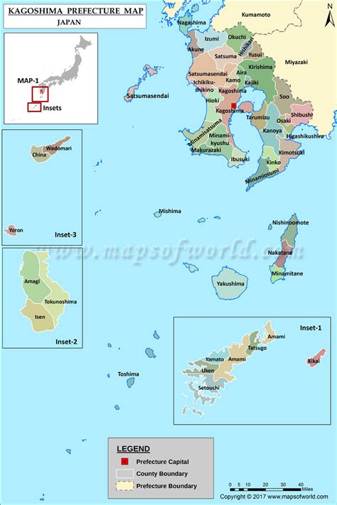 Kagoshima Prefecture Map | Map of Kagoshima Prefecture, Japan