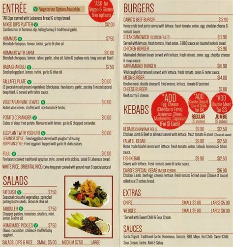 Cairo Cafe Menu, Menu for Cairo Cafe, Canning Vale, Perth - Urbanspoon/Zomato