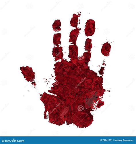 Bloody Hand Print Isolated on White Background. Horror Scary Blood Dirty Handprint and ...