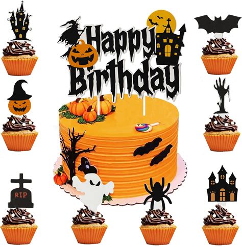 Amazon.com: 73Pcs Halloween Cake Toppers Halloween Birthday Cake Decorations For Halloween ...