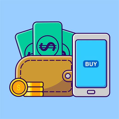 Online Payment With Money Gold And Wallet Cartoon Vector Icons Illustration. Flat Cartoon ...