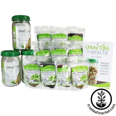 Premium Jar Sprouting Kit - Organic Sprout Seeds, Strainer Lid, & Book | Organic seeds, Sprouts, Jar