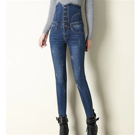 Super High Waist Jeans For Women Plus Size Black Skinny Jeans Woman Long Elastic llift buttocks ...