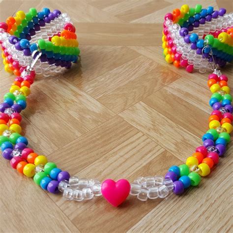 Rainbow Kandi handcuffs etsy.com/shop/kanditoybox | Kandi cuff, Kandi bracelets, Kandi