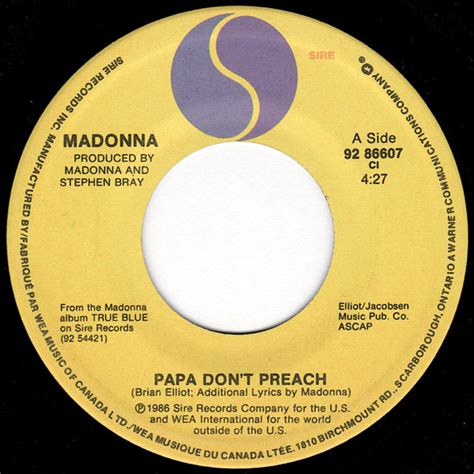 Madonna - Papa Don't Preach (1986, Vinyl) | Discogs