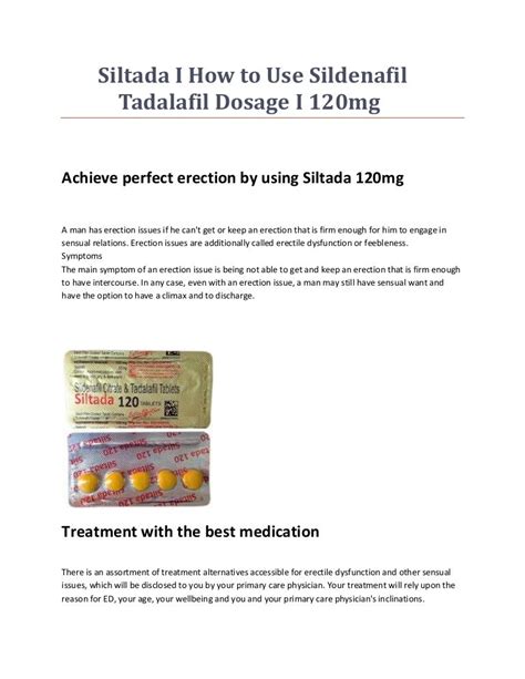 Siltada I How to Use Sildenafil I Tadalafil Dosage