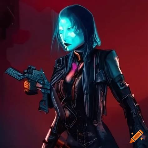 Cyberpunk woman with dual pistols on Craiyon