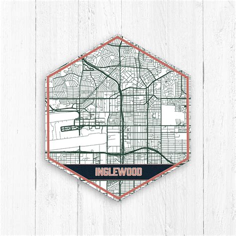 Inglewood California Map Hexagon Map Hexagon Canvas Travel | Etsy