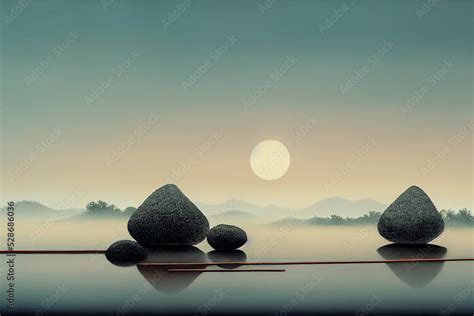 Zen garden. A calm morning, hazy. Zen background. Wallpaper for ...