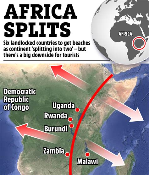 Six landlocked countries to get beaches as continent 'splitting into two' – but there's a big ...