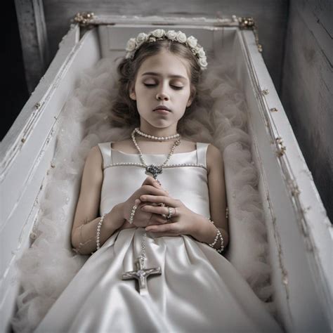 Dead girl wearing satin dress in white coffin with by Opencasketlover ...