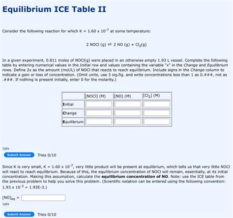 Solved Equilibrium ICE Table II Consider the following | Chegg.com