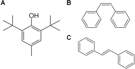 Chemical structure of butylated hydroxytoluene (BHT) and stilbenes. (A)... | Download Scientific ...