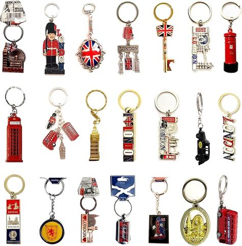 10 Mix London Keyrings Great Britain Icons Union Jack UK Souvenir Metal ...