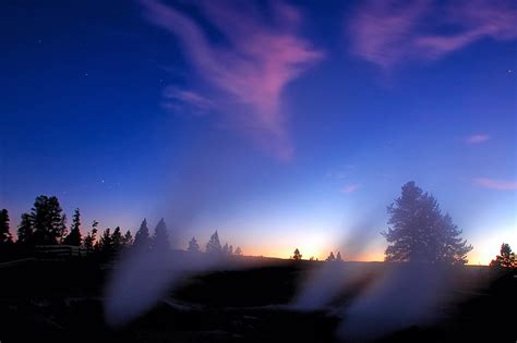 On Black: Yellowstone Fumaroles by Twilight by Fort Photo [Large]