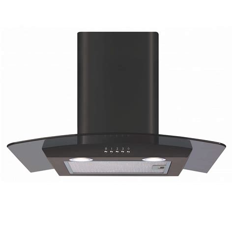 CDA ECP62BL 60cm Black Curved Glass Chimney Cooker Hood Kitchen ...