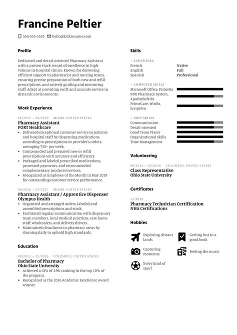 Chemist Graduate Assistant Cv / Pharmacist Resume Sample & Writing Tips | Resume Companion ...