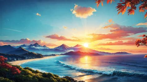 Sun Rising over Mountains Beach HD Photography Wallpaper, HD Nature 4K ...