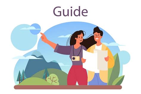 Free Vector | Tour vacation guide concept Tourists listening to the history of the city and ...