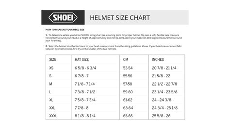 Shoei Helmet Size Chart | Portal.posgradount.edu.pe