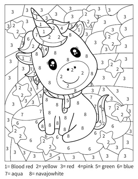 Premium Vector | Unicorn Color By Number Coloring Page