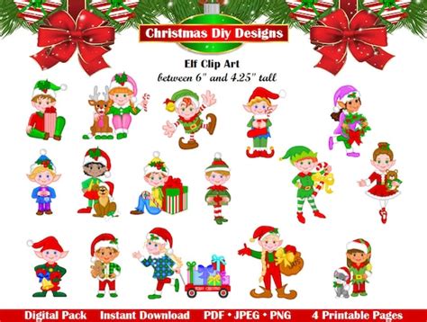 Christmas Clipart Printable Christmas Clipart Christmas Elf - Etsy