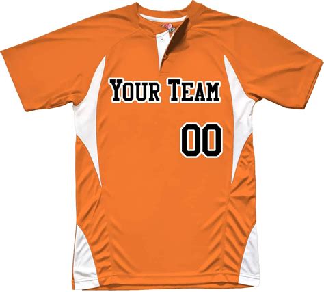 Amazon.com: Orange Custom Baseball Jersey 2 Buttons White Trim Design ...