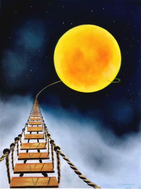 MOON BRIDGE Painting by Yannis Lamprakis | Saatchi Art