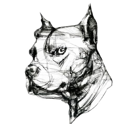 Bang Murakumo - Pitbull Dog Pet Illustration Sketch Black and White No.1