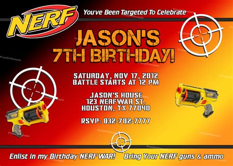 Nerf Gun Birthday Party Invitations | Dolanpedia