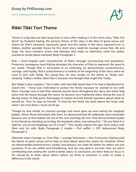 Rikki Tikki Tavi Theme Essay Example (500 Words) - PHDessay.com