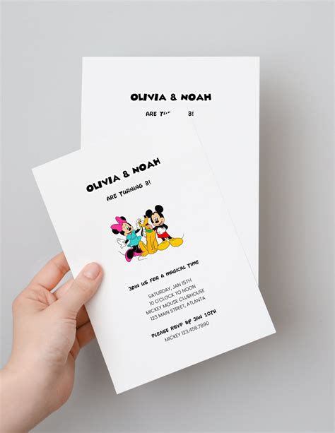 Mickey Mouse Birthday, Minnie Mouse Birthday Invitation, Mickey Mouse Party, Mickey Mouse Twin ...